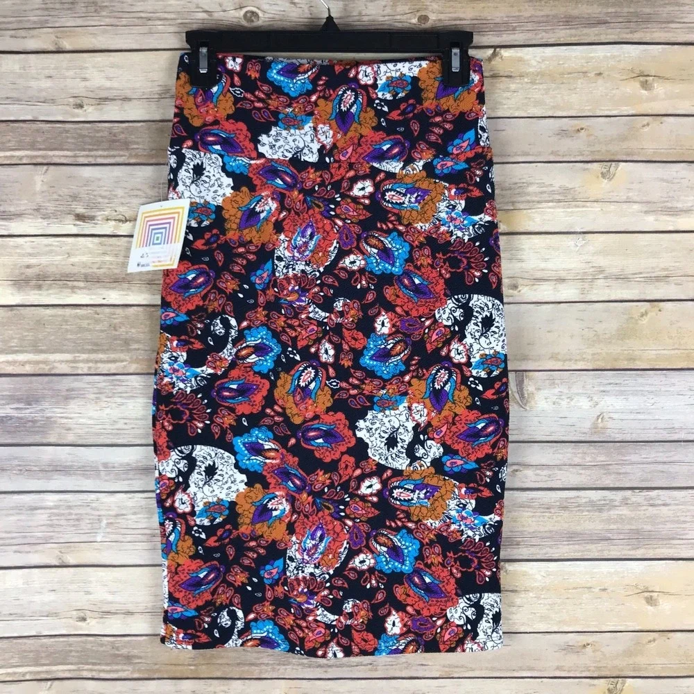 Lularoe Skirt Womens‎ XS Multicolor Paisley Cassie Pencil Pull On Knit Stretch